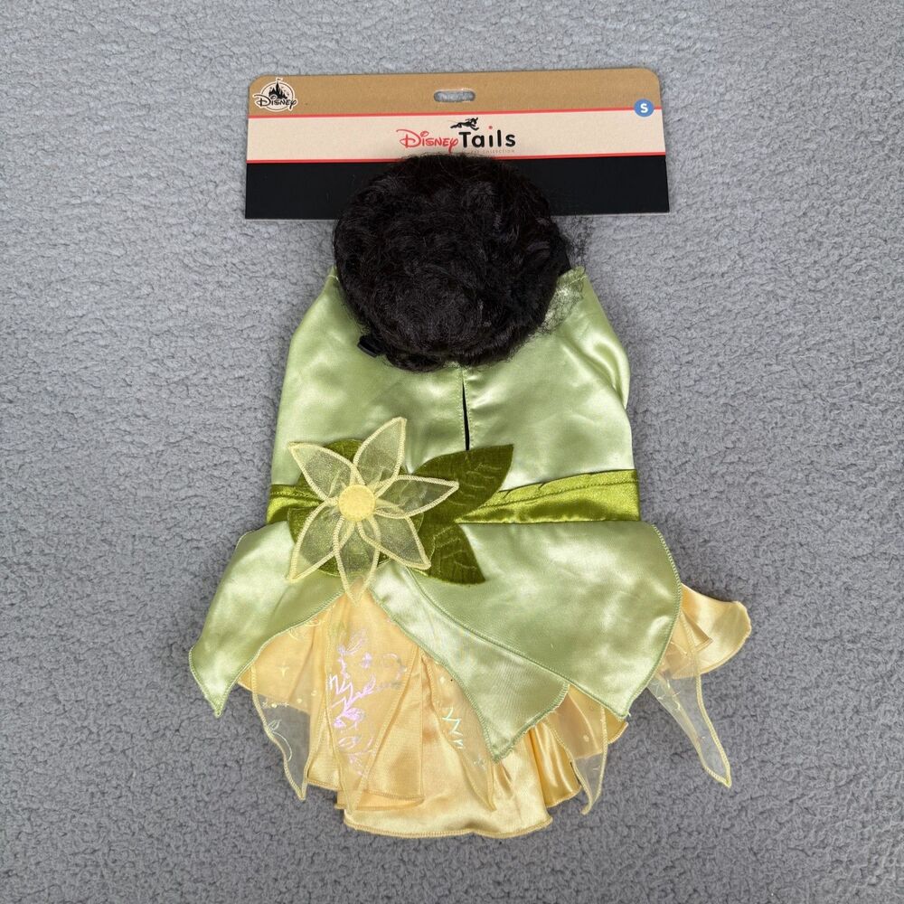 Disney Tails Dog Costume Princess Tiana Small Dress Wig Pet Halloween Outfit NWT